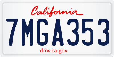 CA license plate 7MGA353