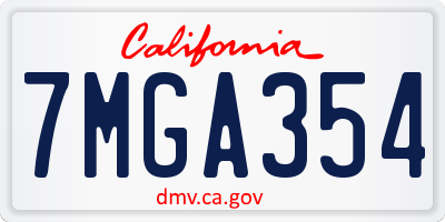 CA license plate 7MGA354
