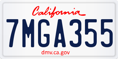 CA license plate 7MGA355