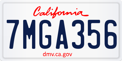 CA license plate 7MGA356