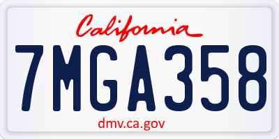 CA license plate 7MGA358