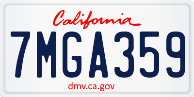 CA license plate 7MGA359