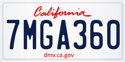 CA license plate 7MGA360