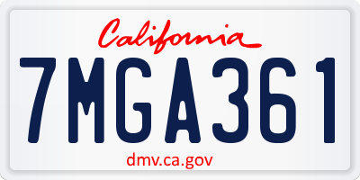 CA license plate 7MGA361