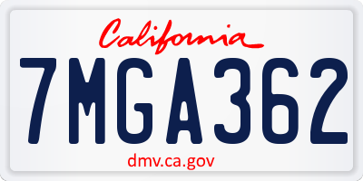 CA license plate 7MGA362
