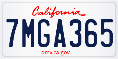 CA license plate 7MGA365