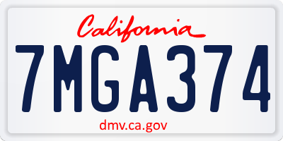 CA license plate 7MGA374