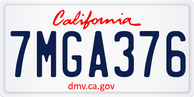 CA license plate 7MGA376