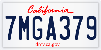 CA license plate 7MGA379
