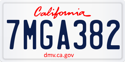 CA license plate 7MGA382