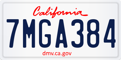 CA license plate 7MGA384