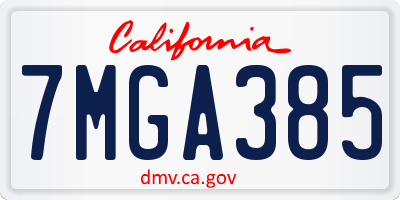 CA license plate 7MGA385