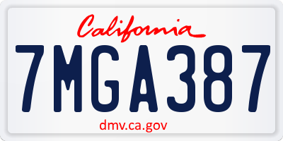 CA license plate 7MGA387