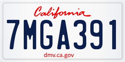 CA license plate 7MGA391