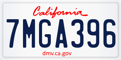 CA license plate 7MGA396