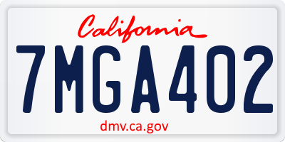 CA license plate 7MGA402