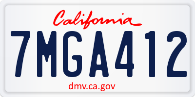 CA license plate 7MGA412