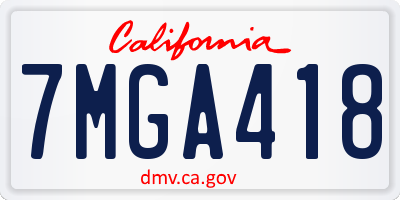 CA license plate 7MGA418