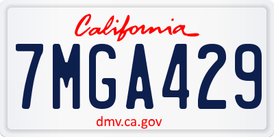 CA license plate 7MGA429