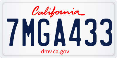 CA license plate 7MGA433