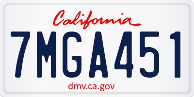 CA license plate 7MGA451