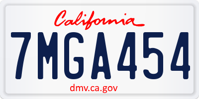 CA license plate 7MGA454