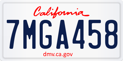 CA license plate 7MGA458