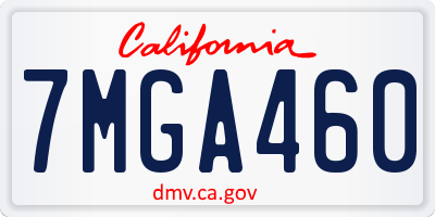 CA license plate 7MGA460