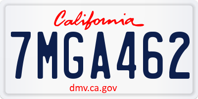 CA license plate 7MGA462