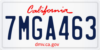 CA license plate 7MGA463