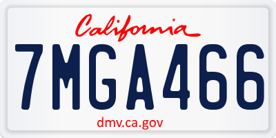 CA license plate 7MGA466