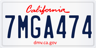 CA license plate 7MGA474