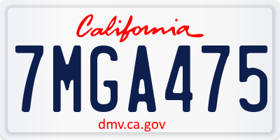 CA license plate 7MGA475