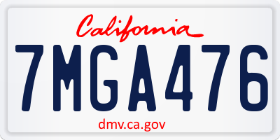 CA license plate 7MGA476