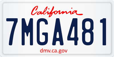 CA license plate 7MGA481