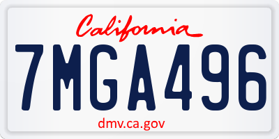 CA license plate 7MGA496