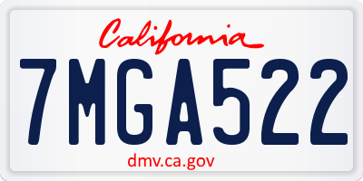 CA license plate 7MGA522