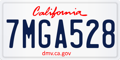 CA license plate 7MGA528