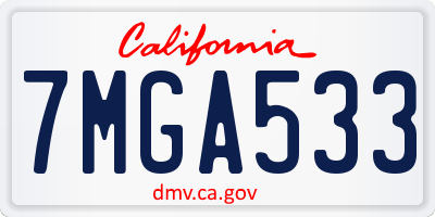 CA license plate 7MGA533