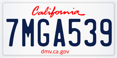 CA license plate 7MGA539