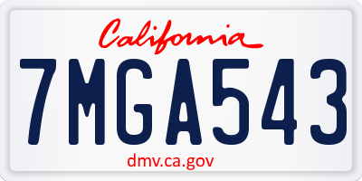 CA license plate 7MGA543
