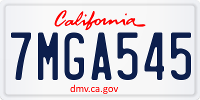 CA license plate 7MGA545