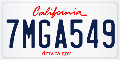 CA license plate 7MGA549
