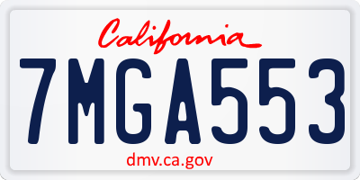 CA license plate 7MGA553