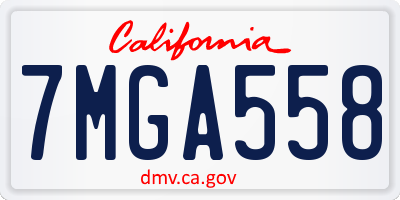 CA license plate 7MGA558