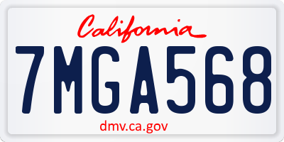 CA license plate 7MGA568