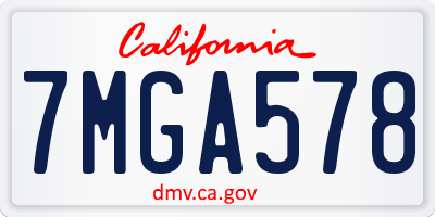 CA license plate 7MGA578