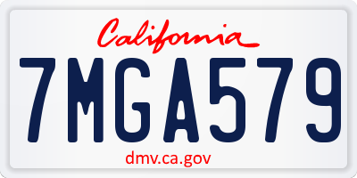 CA license plate 7MGA579