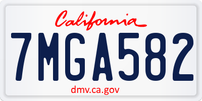 CA license plate 7MGA582