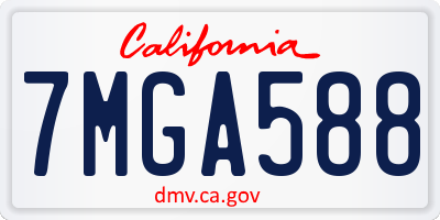 CA license plate 7MGA588